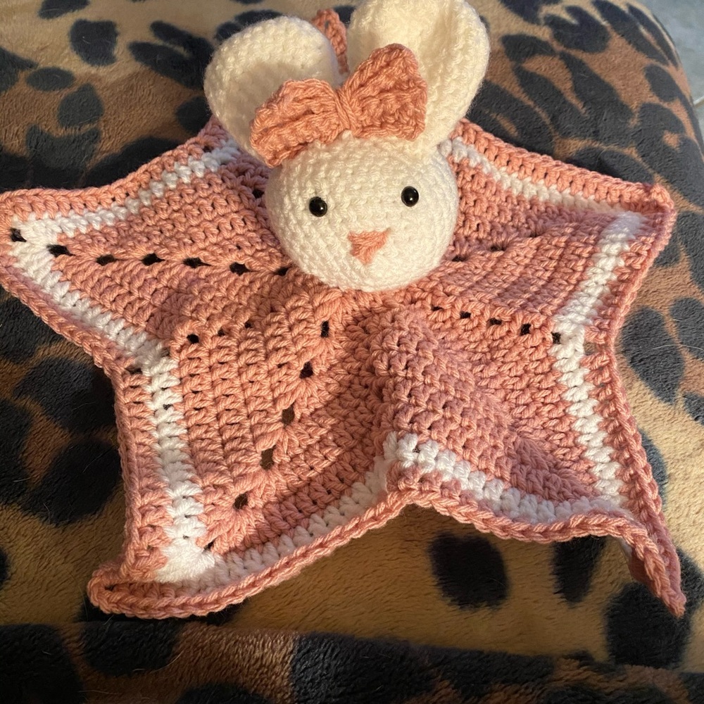 Handmade crochet baby lovey